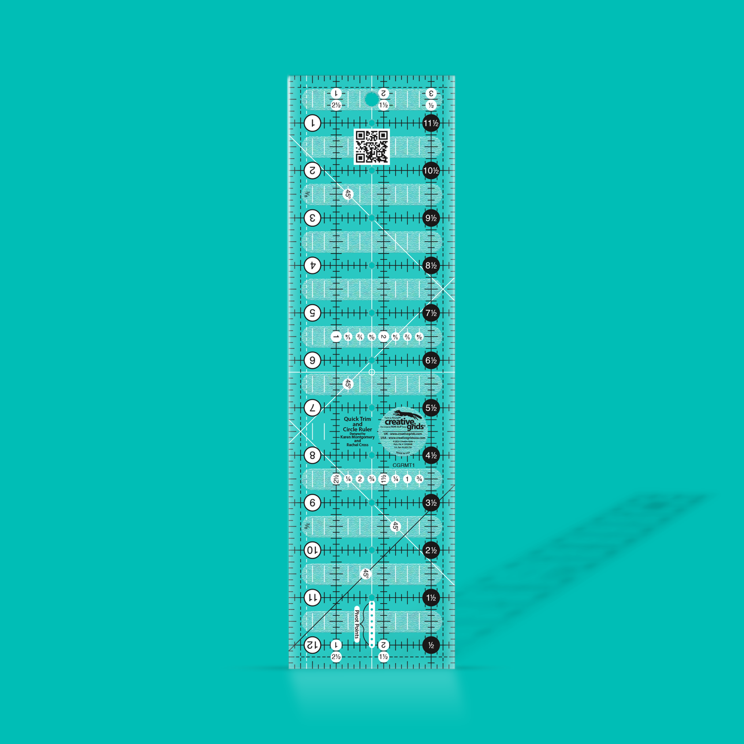 Creative Grids Quick Trim & Circle Rule-3.5" x 12.5" - CGRMT1