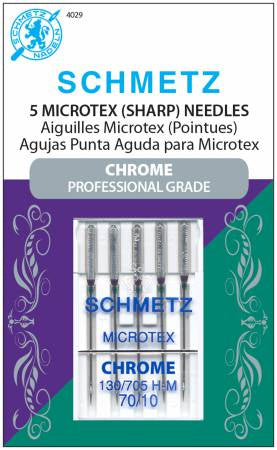 Schmetz Microtex (Sharp) Needles Chrome Professional Grade 70/10