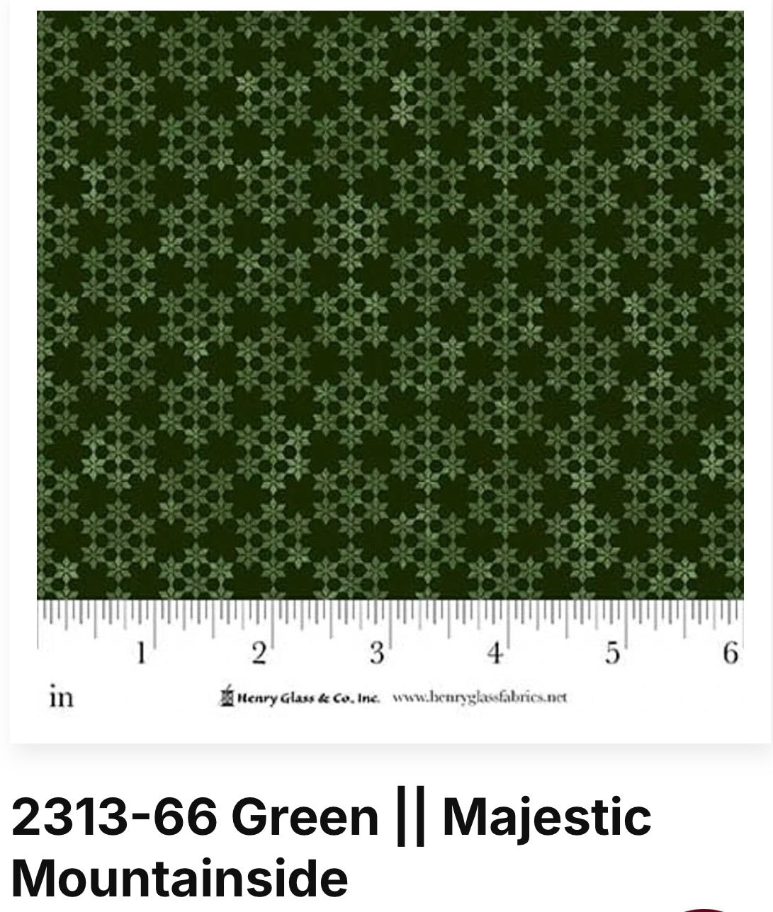 Majestic Mountainside by Jane Shade Beach for Henry Glass & Co. Patt# 2313 Col# 66 Green