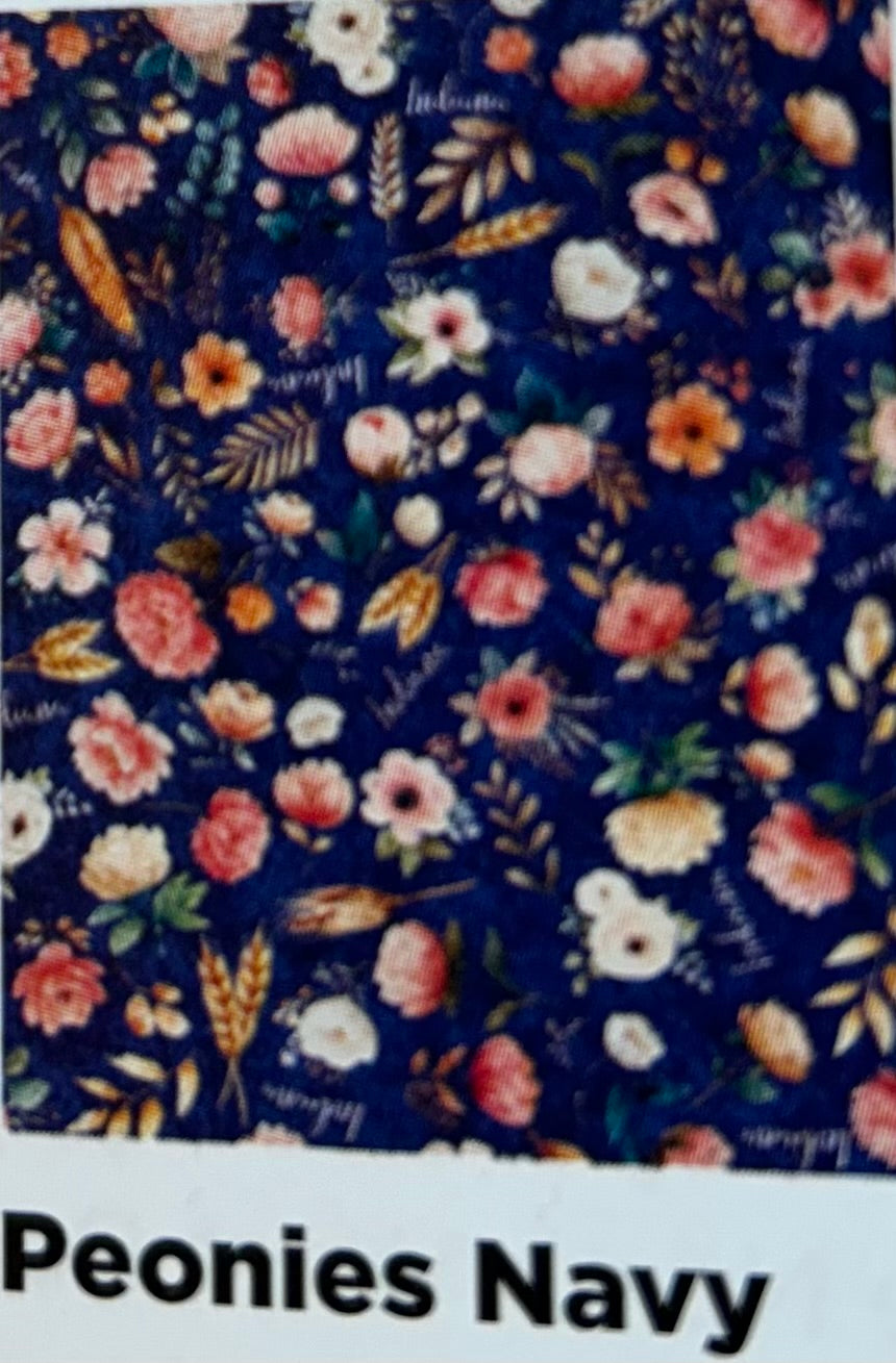 Indiana Shop Hop 2026 Peonies Navy 2600-32027-N