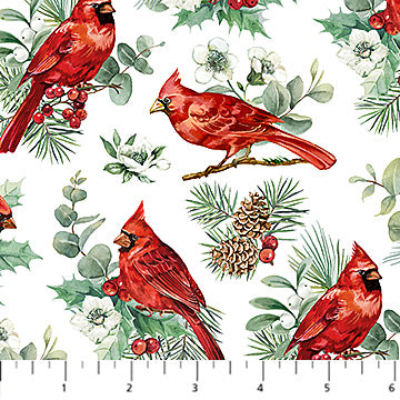 Home For Christmas White Multi Cardinals DP28925-10
