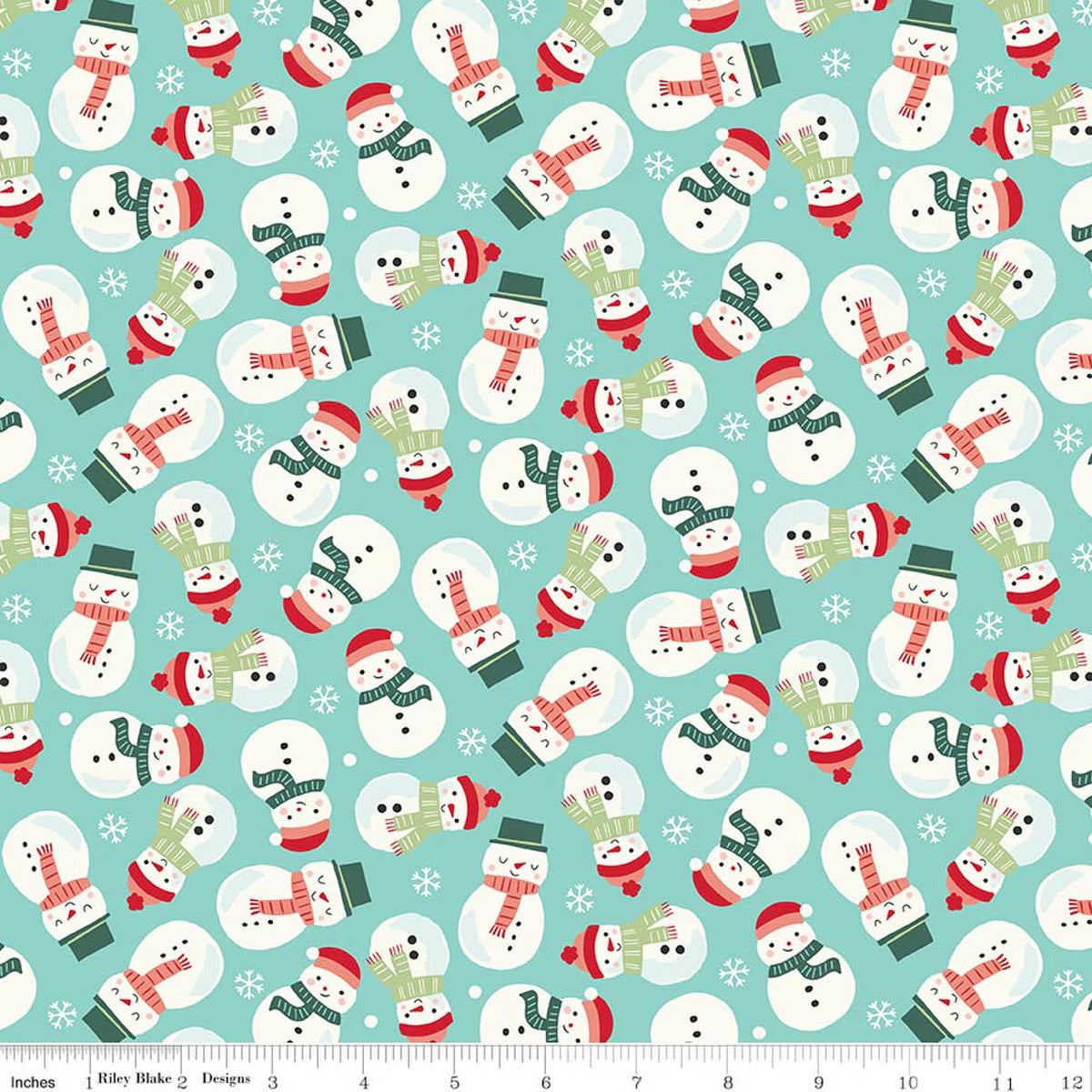 The North Pole Snowmen Flannel F17753-Aqua