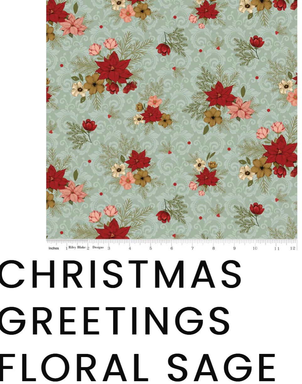 Christmas Greetings by Designer Sandy Gervais for Riley Blake Designs CD17661 Sage