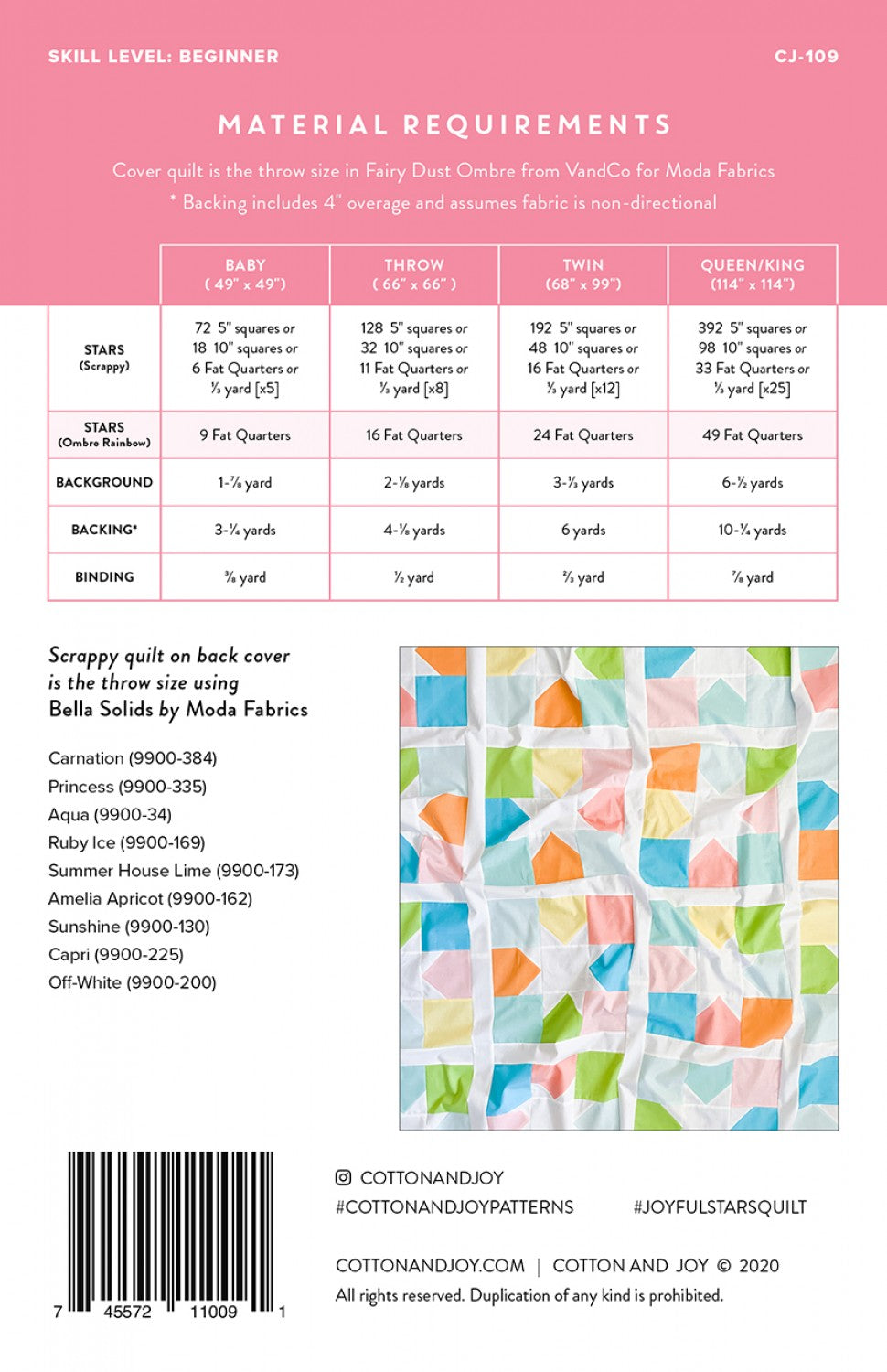 Joyful Stars Pattern by Cotton and Joy