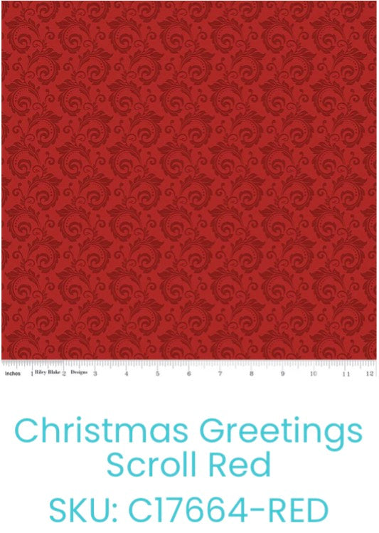 Christmas Greetings by Designer Sandy Gervais for Riley Blake Designs C17664 Red