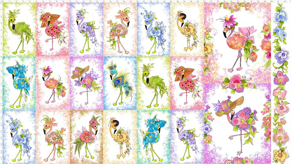 Loralie Designs Flamingo and Friends Panel (24” x WOF)