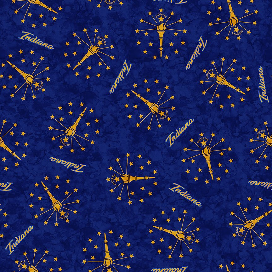 All Indiana Shop Hop Fabric Indiana State Seal Navy 2600 31113 N
