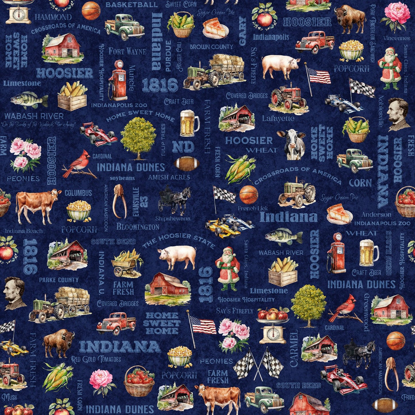 All Indiana Shop Hop Indiana Icons Navy 2600 31107 N