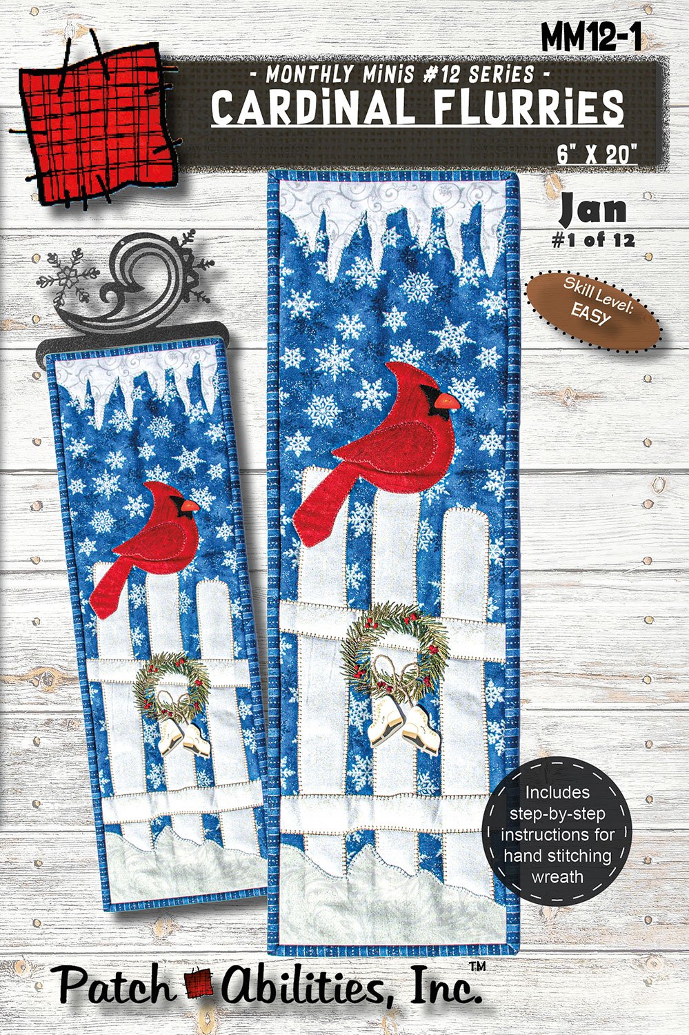 Cardinal Flurries w/ Button Pac-6" x 20"