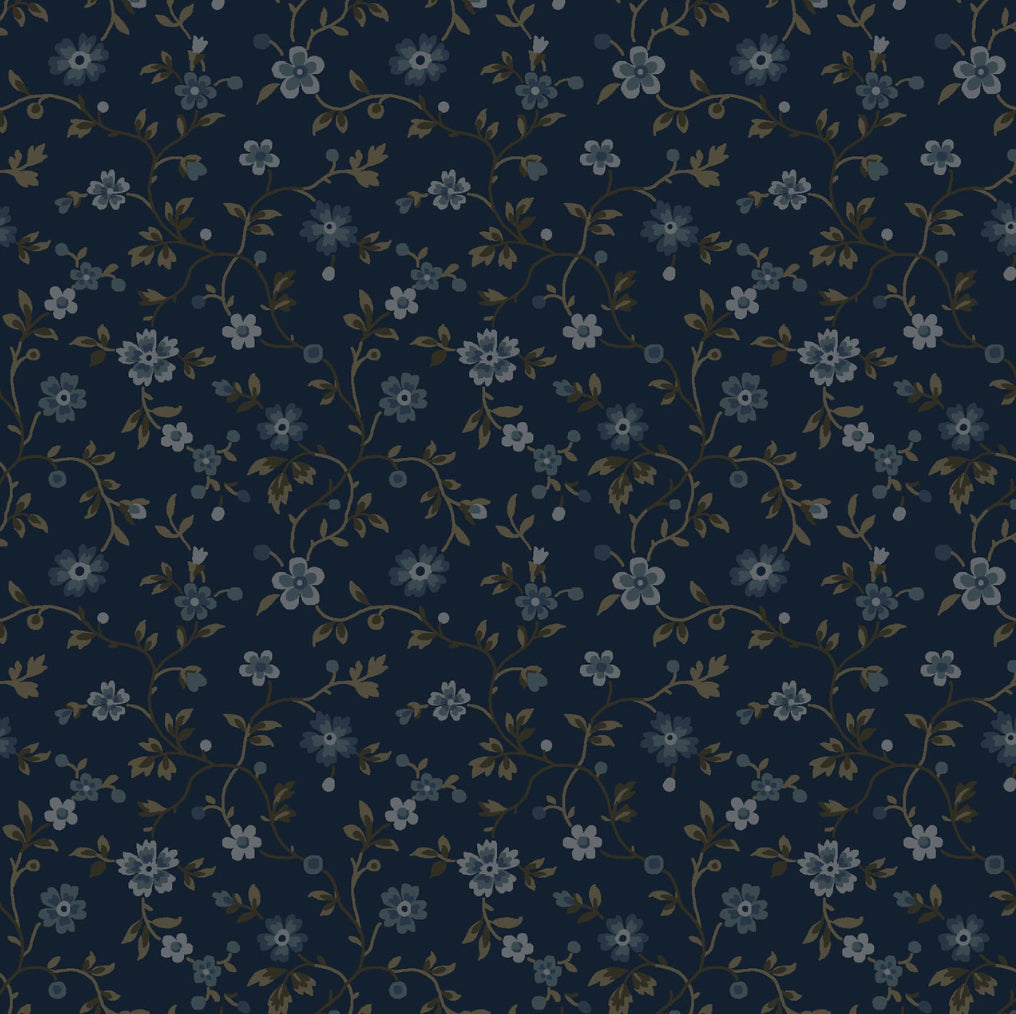 Maywood Studio Dark & Stormy MAS10442-N Floral Vine - Navy