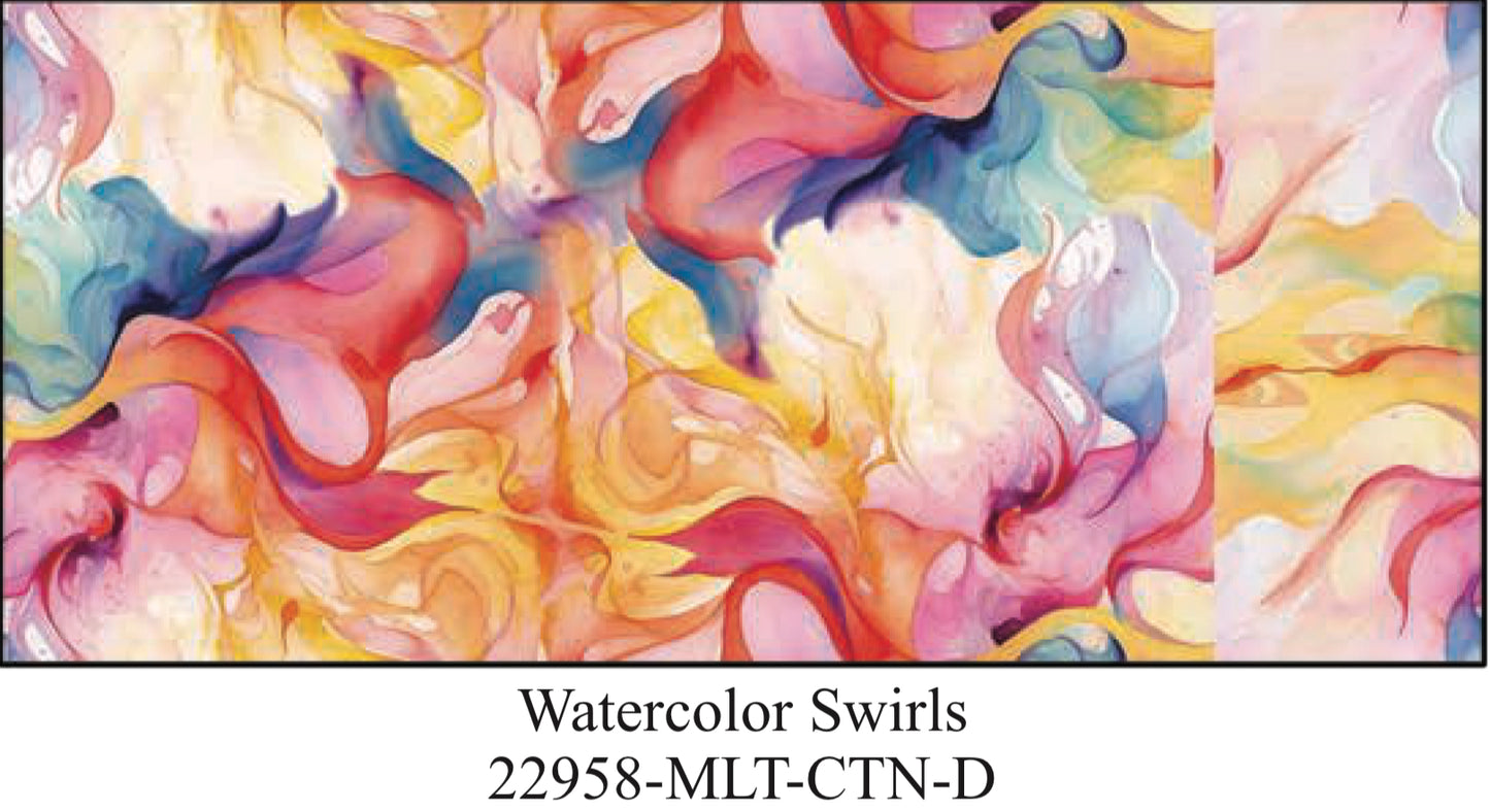 Hummingbird Bouquet 22958-MLT-CTN-D Watercolor Swirls
