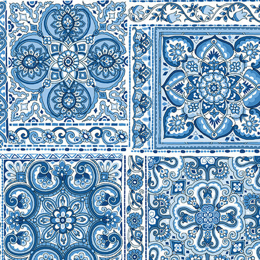 Benartex Bluesette Tiles Blue/White 13444-54