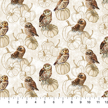 Northcott Silk USA Night Owl Cream Multi Owls DP28850-11