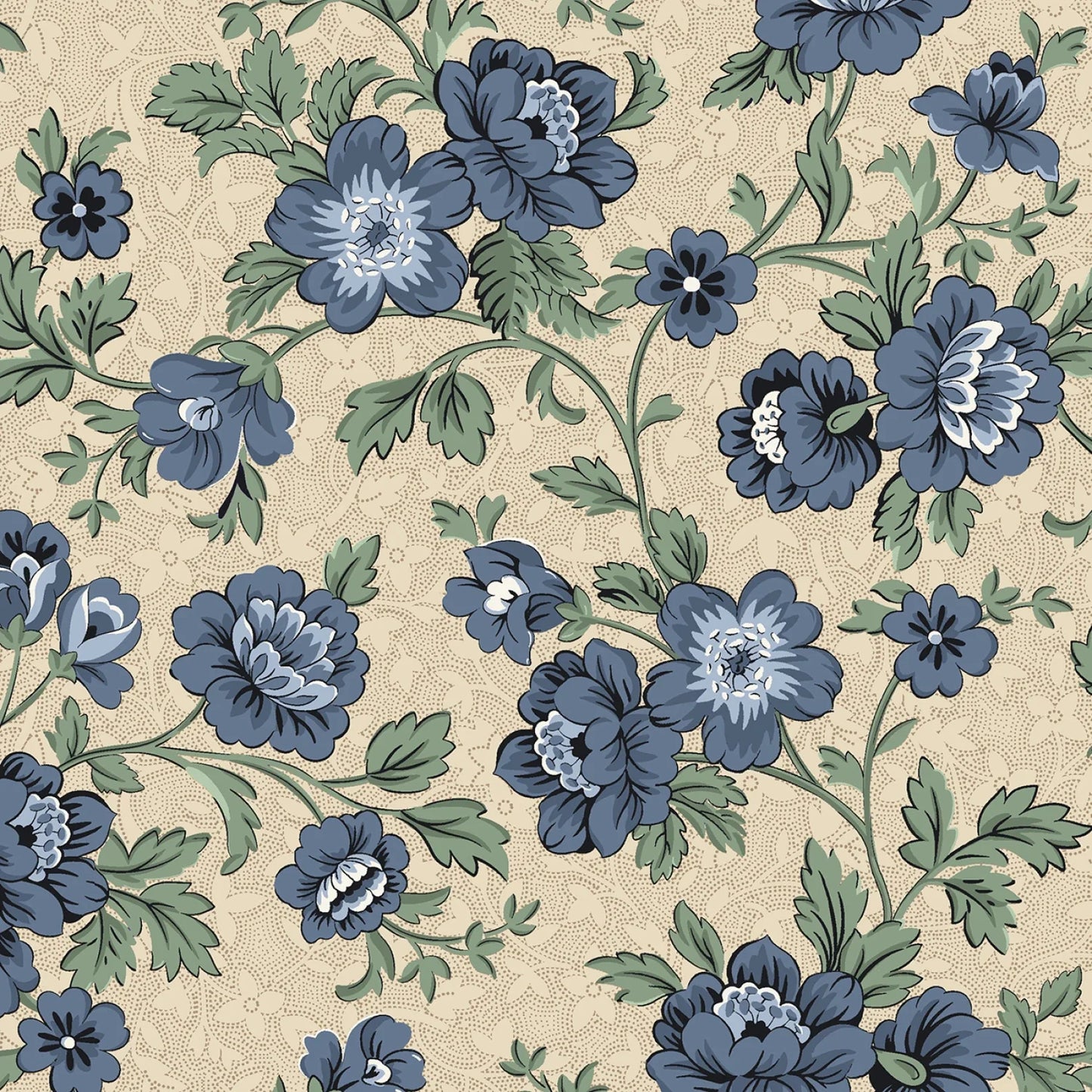 Marcus Fabrics Grace Elizabeth Collection by Carrie Quinn of Pieceful Gathering Quilt Shop R101682D Blue