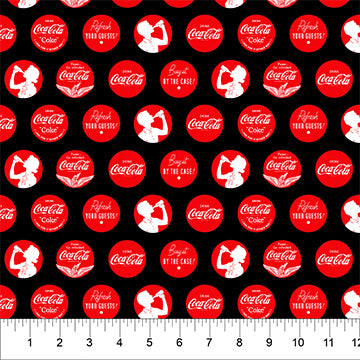 Northcott Coca-Cola Black Dots CC1003-99