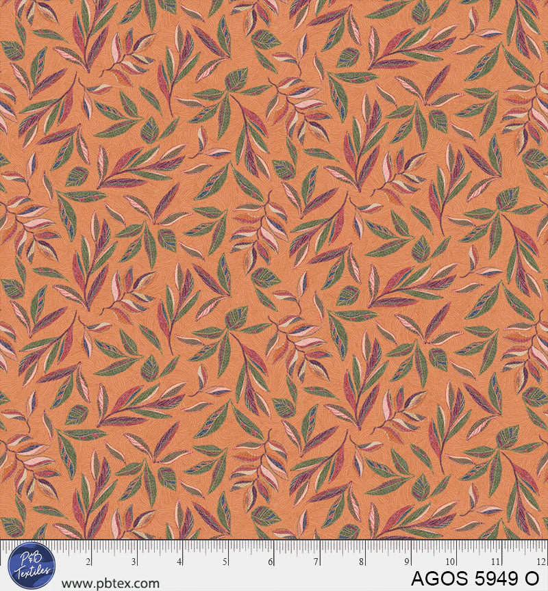 A Garden of Stitches Tossed Embroidered Leaves AGOS 05949 O