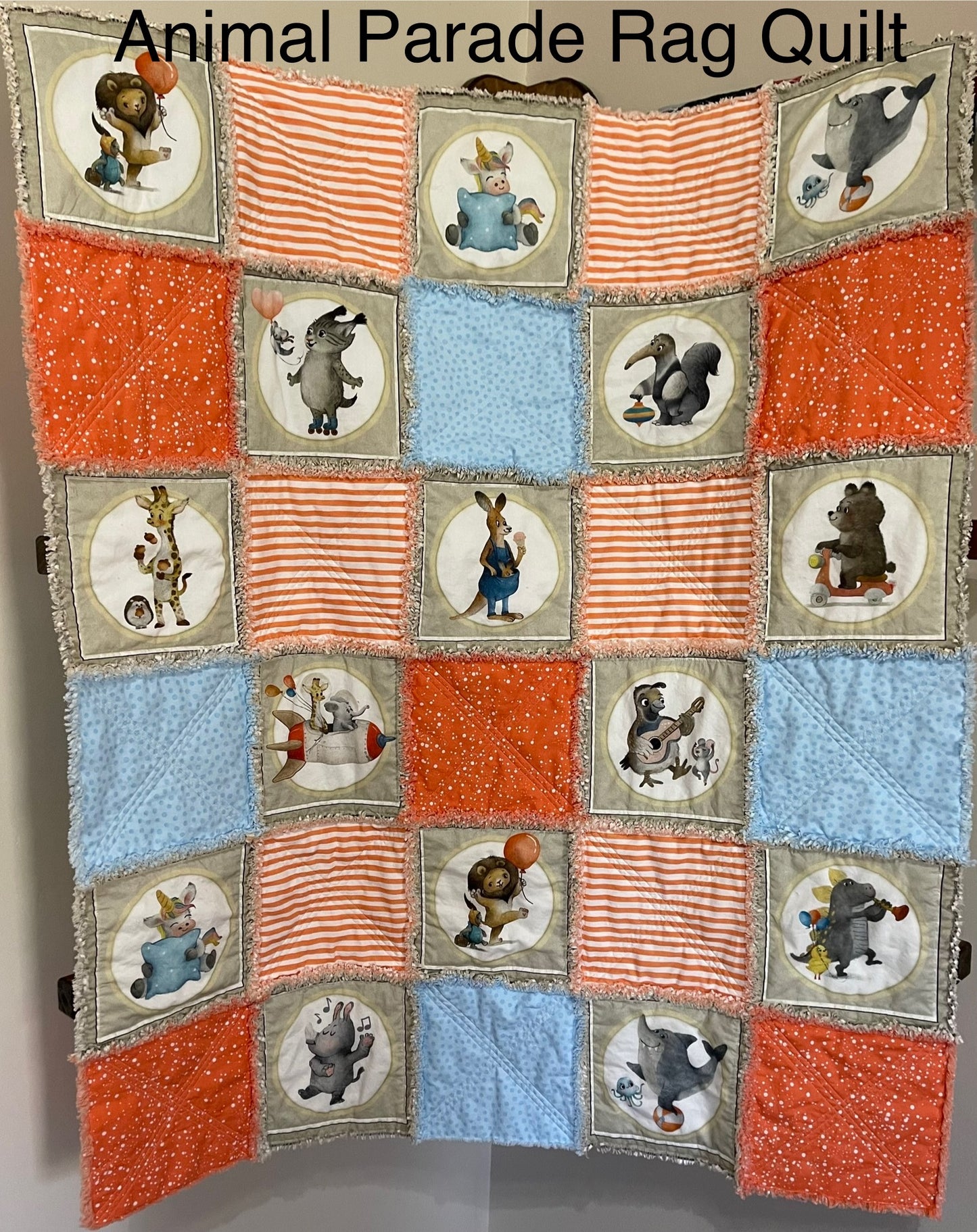 Animal Parade Rag Quilt Kit 40” x 47”