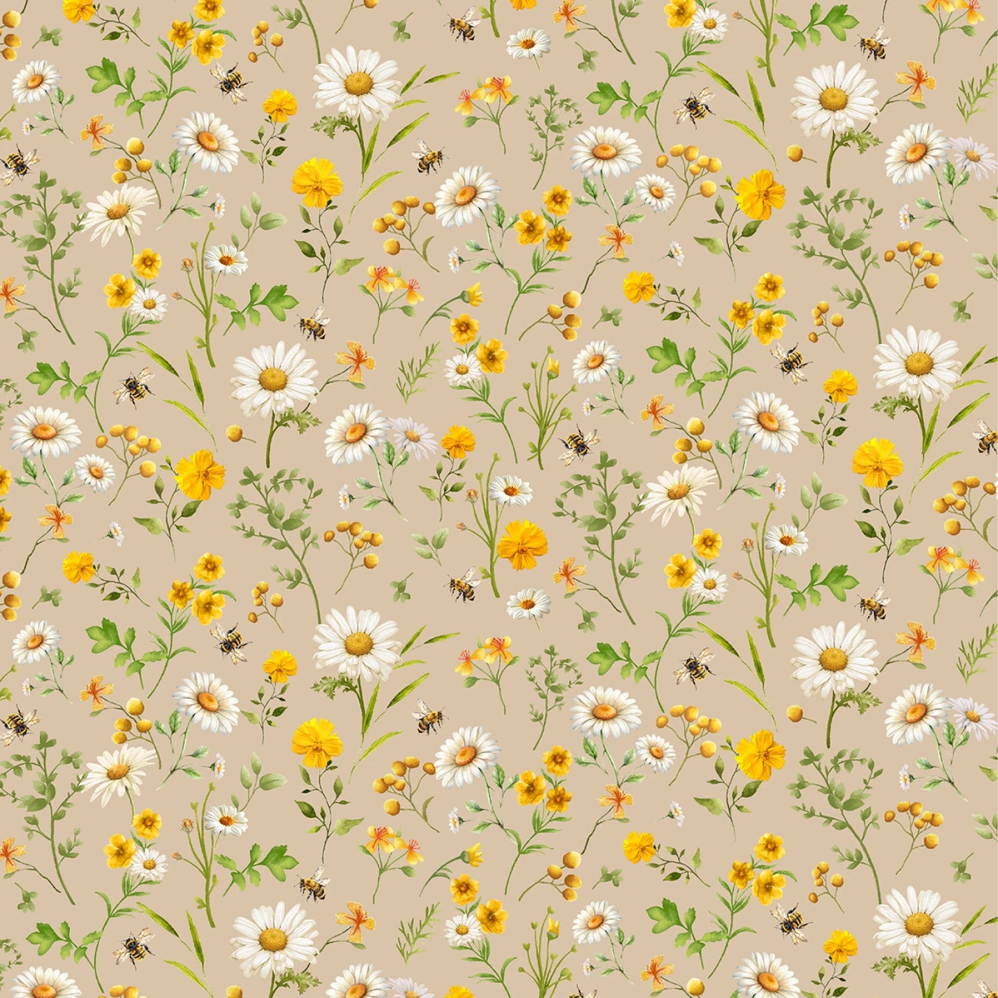 Timeless Treasures Fleur-CD3884 Tan