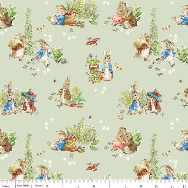 Riley Blake Designs Peter Rabbit and Benjamin Bunny CD17250 Green
