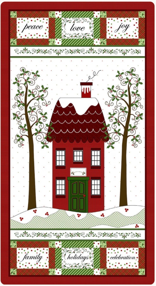 Holly Hill Christmas Panel by Mary Jane Carey of Holly Hill Quilt Designs for Henry Glass & Co. Approximately 24” x 45”