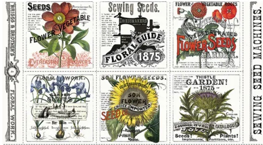 Riley Blake Designs Sewing Seeds III by J. Wecker Frisch PD15681 “Sewing Seeds Machines” Panel Approximately 24” x45”