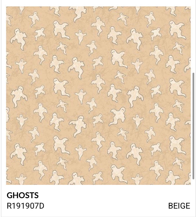 Marcus Fabrics Halloween Haunts by Designer Cindy Staub Ghosts R191907D Beige