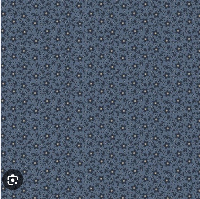 Marcus Fabrics Grace Elizabeth Collection by Carrie Quinn of Pieceful Gathering Quilt Shop, Flower Scroll R101686D Blue