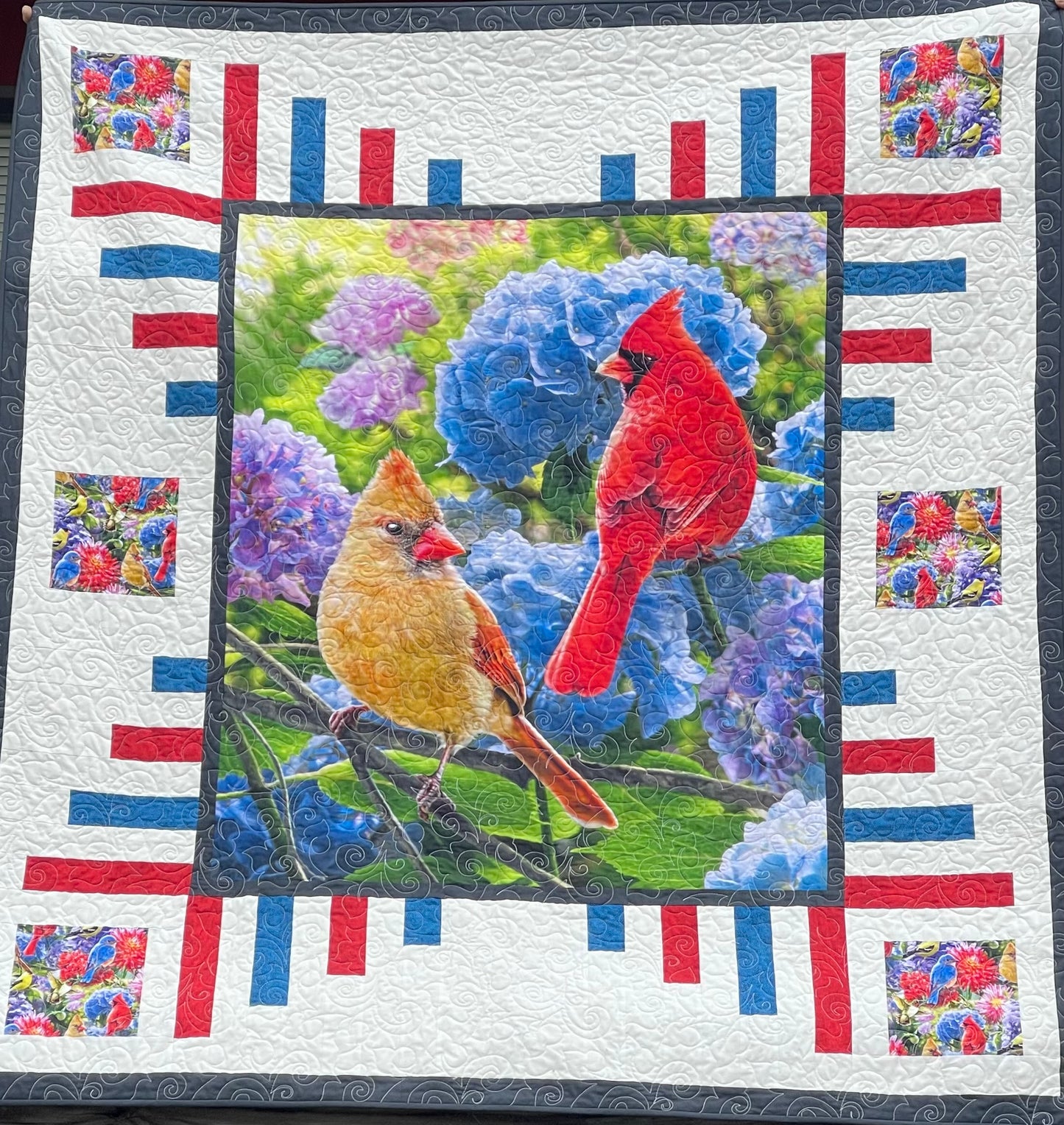 Cardinals & Hydrangeas Quilt Kit 61” x 68”