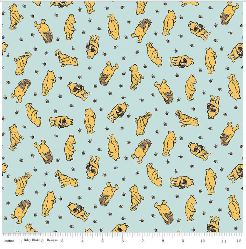 Riley Blake Designs Flannel Winnie the Pooh Toss Blue F17503-Blue