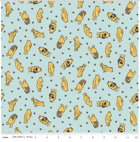 Riley Blake Designs Flannel Winnie the Pooh Toss Blue F17503-Blue