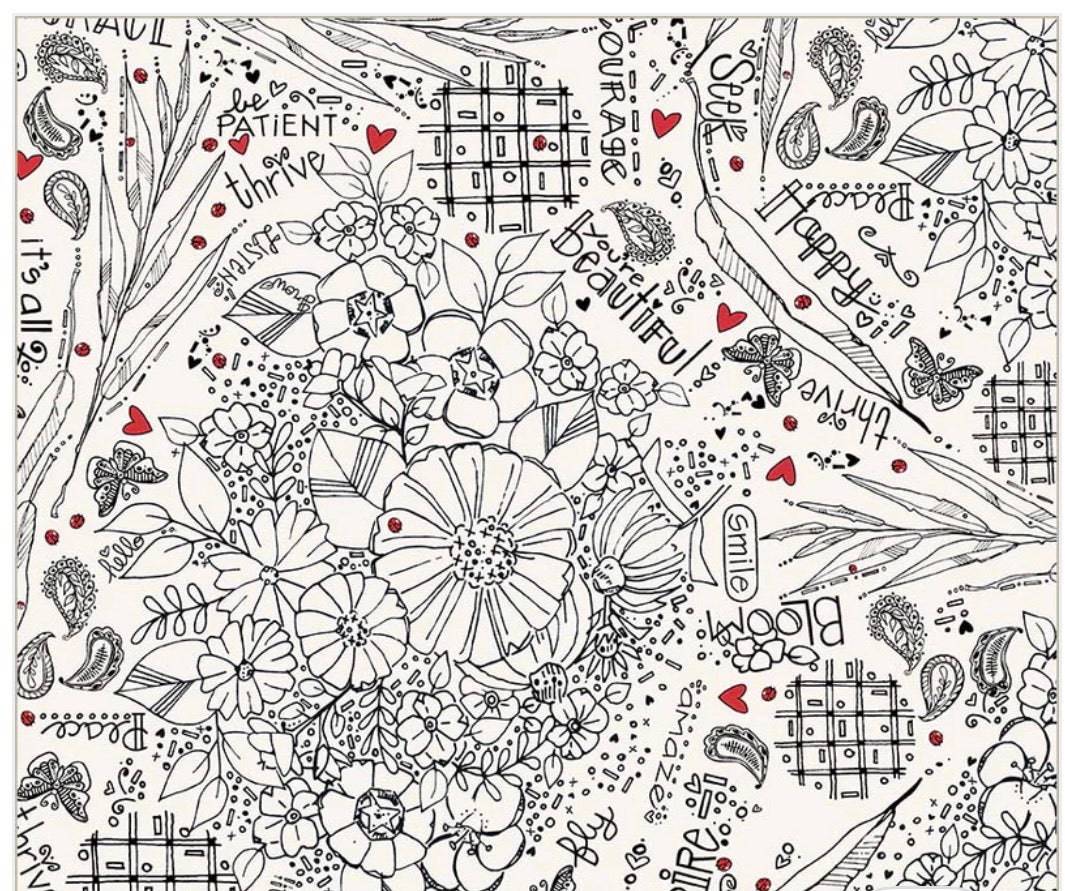 Windham Fabrics 108” Wide Blooming Doodles by Kori Turner Goodhart 54703-1DES