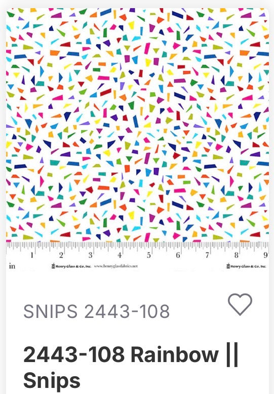 Henry Glass & Co. Snips by Goldi L. Studio PATT# 2443 COL# 108 Rainbow