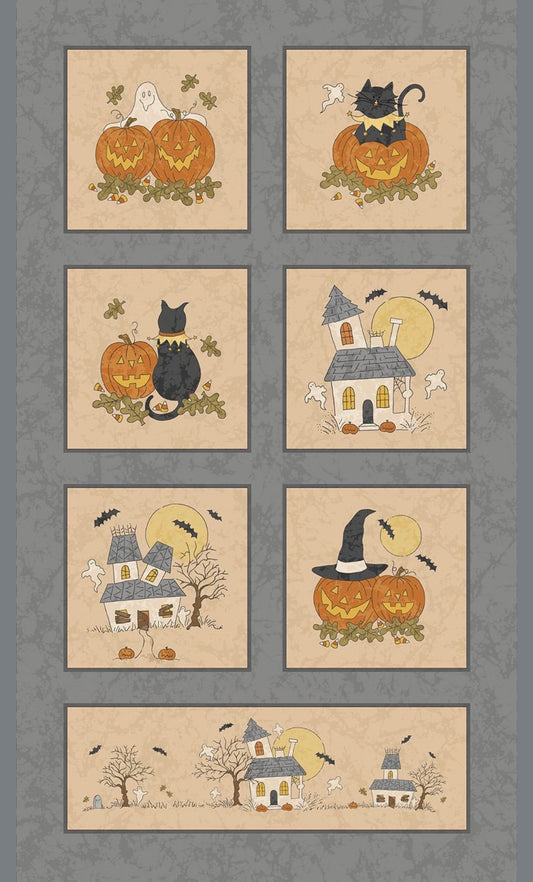 Marcus Fabrics Halloween Haunts Haunted Squares  Panel