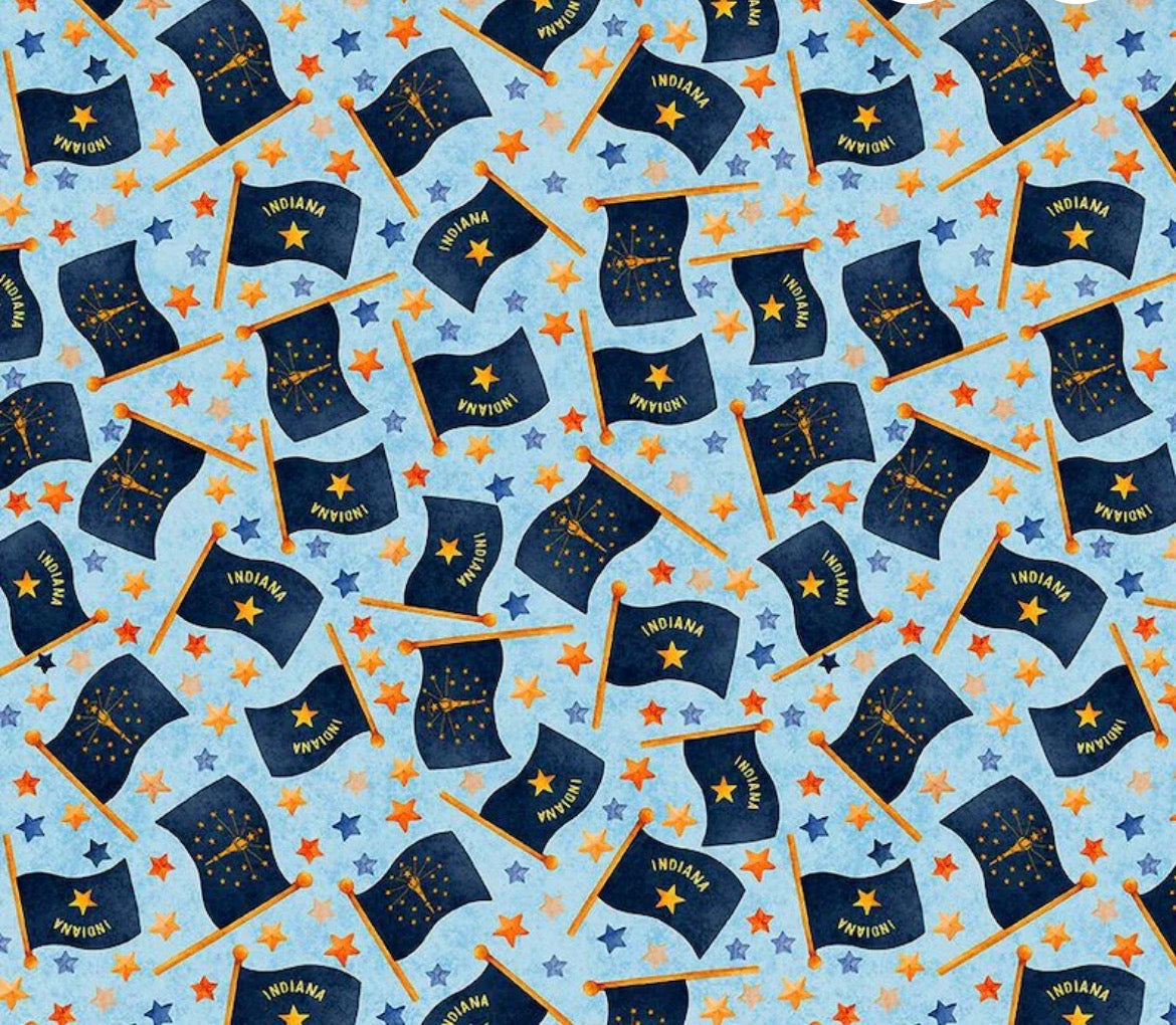 Indiana Shop Hop 2026 Flags Lt. Blue 2600-32029-B