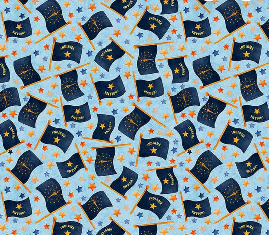 Indiana Shop Hop 2026 Flags Lt. Blue 2600-32029-B