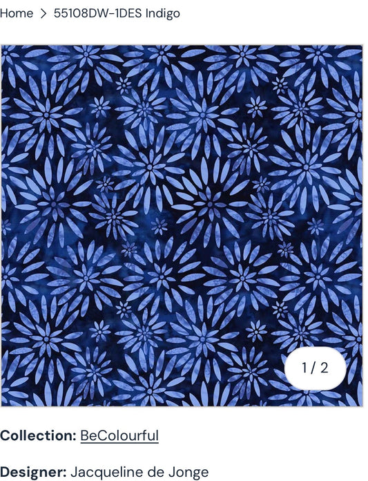 Windham Fabrics 108” Quilt Back, Twinkling Daisies, Indigo by Jacqueline de Jonge 55108DW-1DES