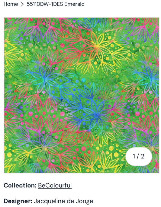 Windham Fabrics 108” Quilt Back, Full Bloom, Emerald, Jacqueline de Jonge 55110DW-1DES