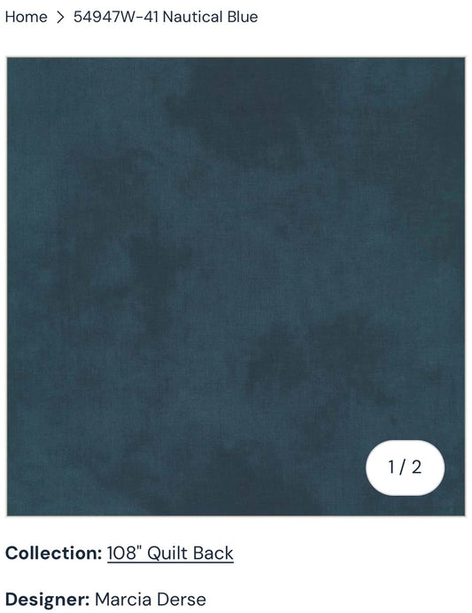 Windham Fabrics Palette 108” Quilt Backing, by Marcia Derse, Nautical Blue, 54947W-41