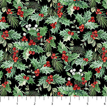 Home For Christmas Black Multi Packed Holly DP28929-99