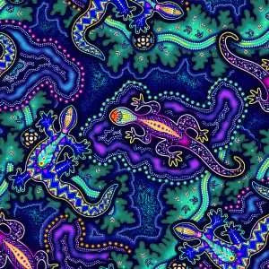 Oasis Fabrics Tjukurpa Land (pronounced “chook-orr-pa”) OA599202 Teal Gecko