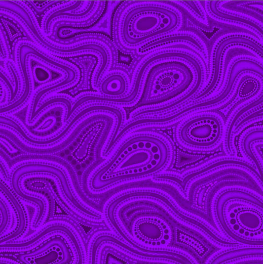 Oasis Fabrics Tjukurpa Land (pronounced “chook-orr-pa”) OA599256 Purple Tonal Swirls