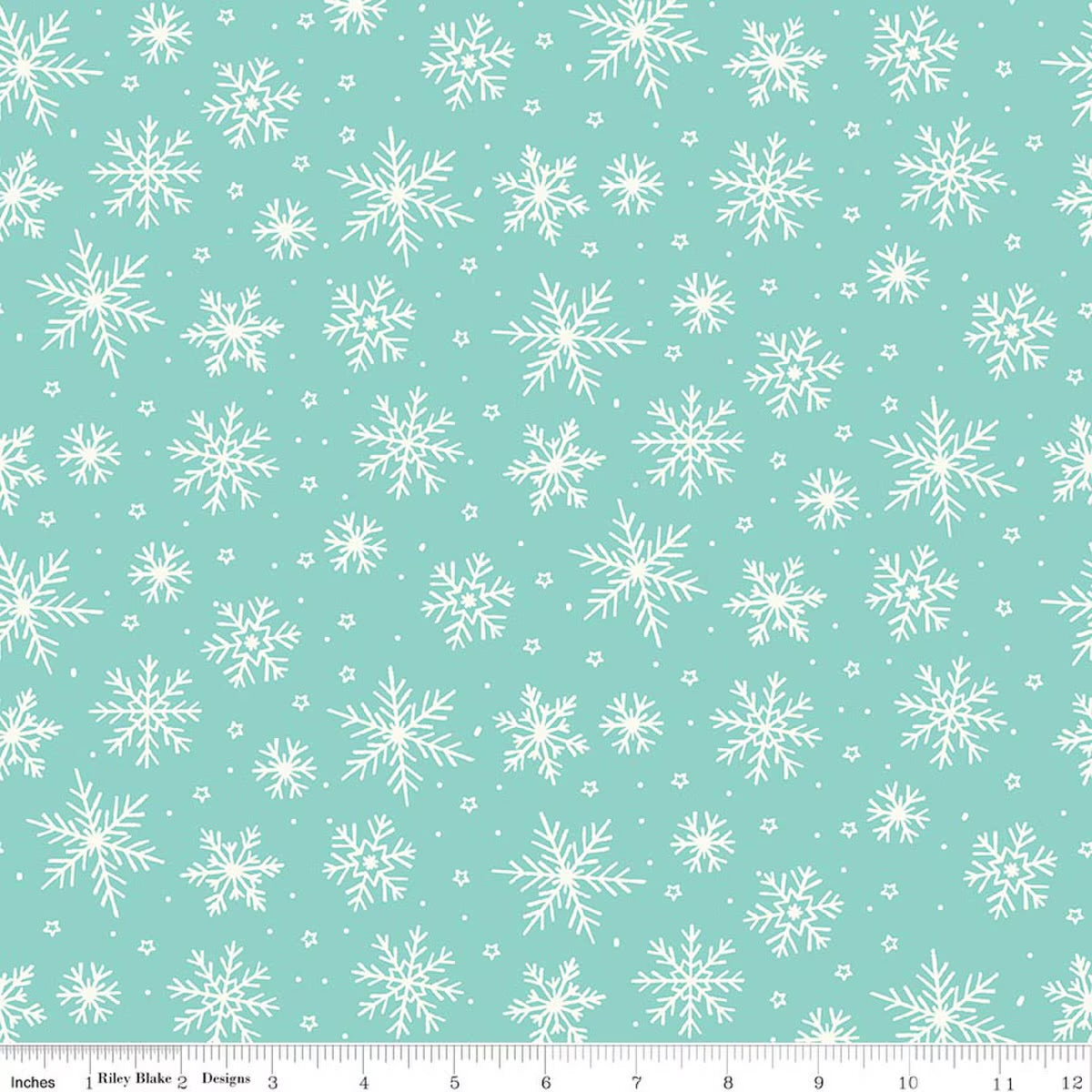 The North Pole Snowflakes Aqua Flannel F17752-Aqua