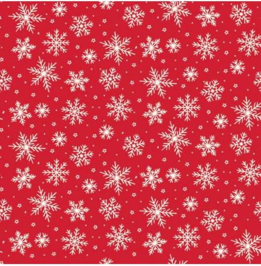 The North Pole Snowflakes Tomato Flannel F17752-Tomato