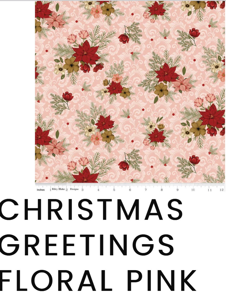 Christmas Greetings by Designer Sandy Gervais for Riley Blake Designs CD17661 Pink