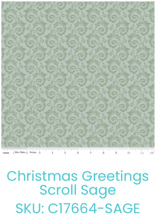 Christmas Greetings by Designer Sandy Gervais for Riley Blake Designs C17664 Sage