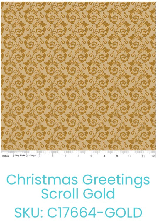 Christmas Greetings by Designer Sandy Gervais for Riley Blake Designs C17664 Gold