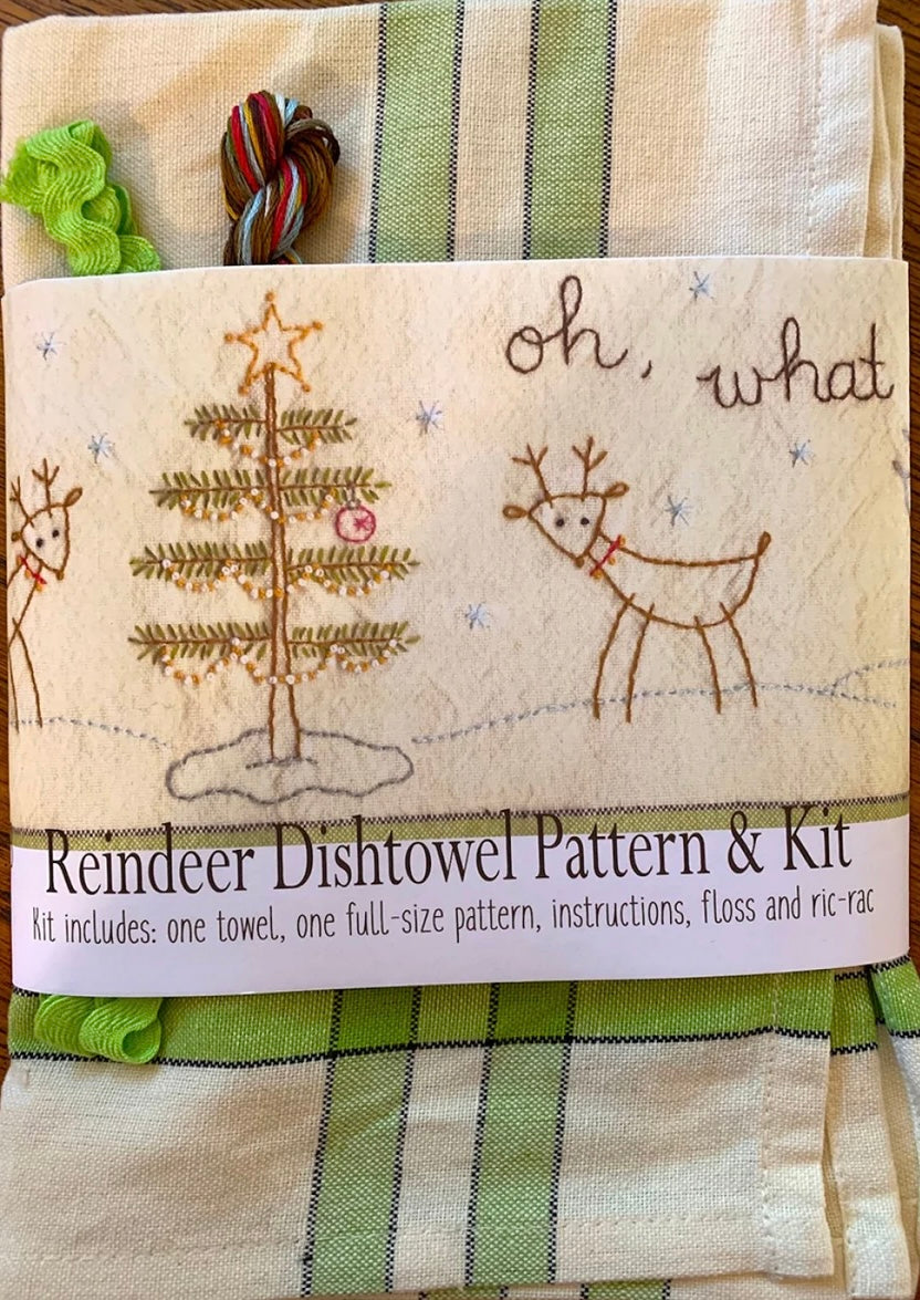 Reindeer Dishtowel Pattern &amp; Kit, Oh What Fun, by Barri Sue Gaudet for Bareroots Patterns