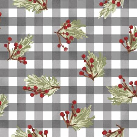 Christmas in the Country Berries and Plaid 22286-GRY-CTN-D