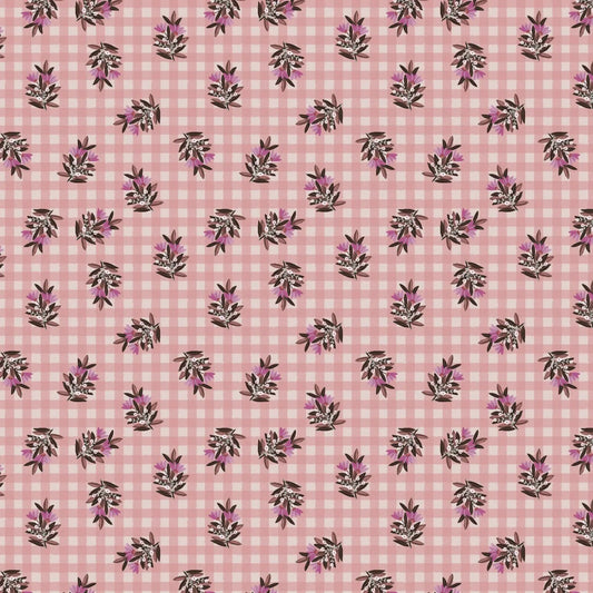 Camelot Fabrics Cottagecore-Floral Gingham Pink 21230904-02