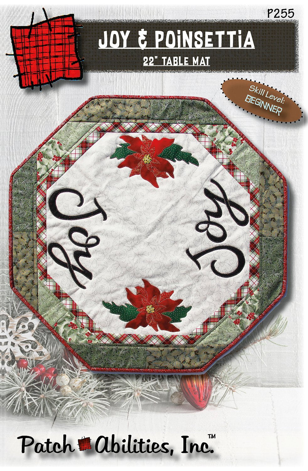 Patch Abilities, Inc. #P255 Joy & Poinsettia 22” Table Mat